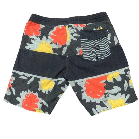 VOLCOM Stoneys Board Shorts Gray Floral Pockets Sz 34 - Picture 2 of 14